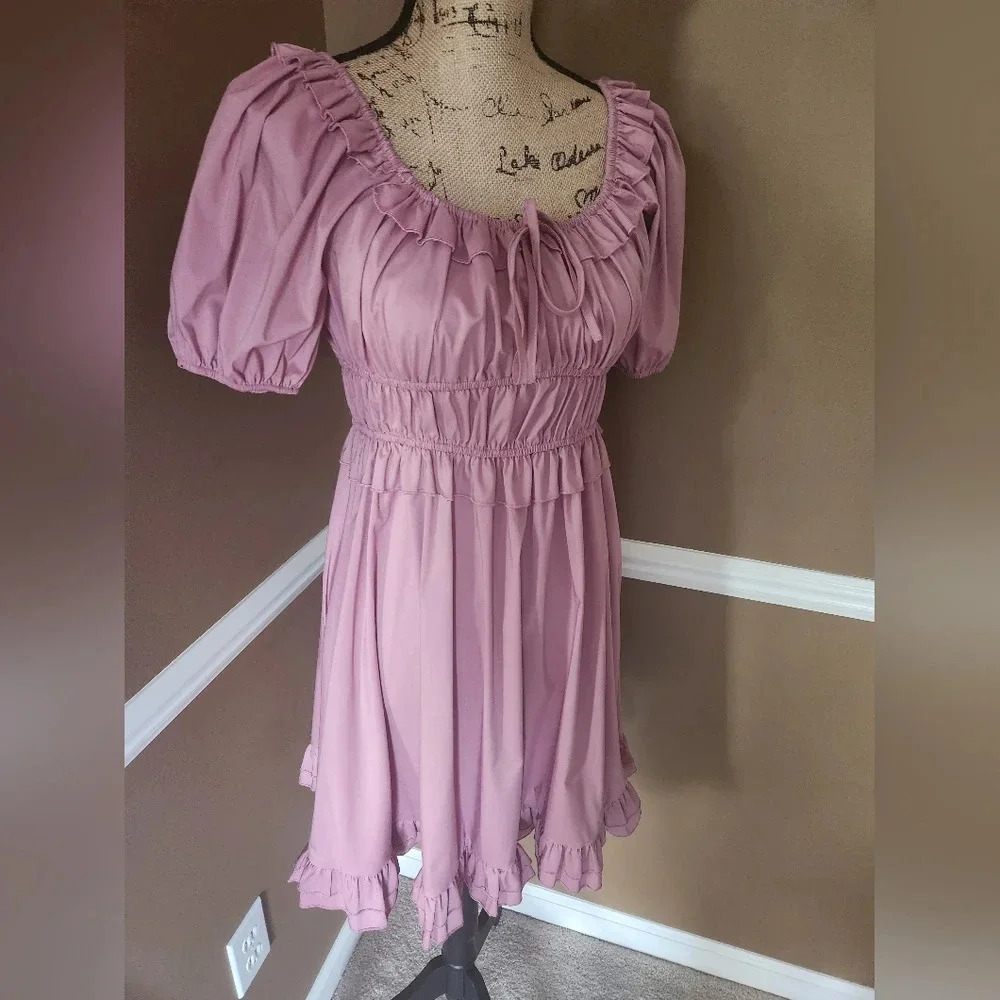 NWT Emery Pink‎ Just Found Frill Dress LG - Picture 2 of 11